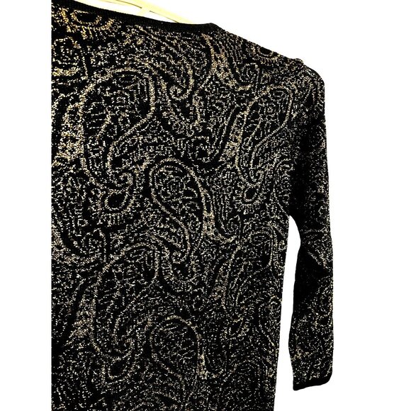 Liz Wear Small Sweater Wool Blend Black Sparkly Goth Holiday Party Y2K - Picture 14 of 16